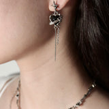 Gothic Heart Fringe Earrings