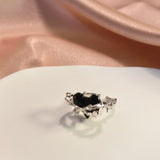 Throned Black Heart Gem Ring