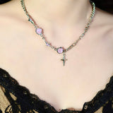 Purple Opal Star Dangle Necklace