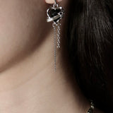 Gothic Heart Fringe Earrings