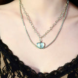 Blue Opal Heart Necklace