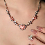 Metallic Pink Heart Necklace