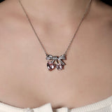 Cherry Bow Knot Diamond Necklace