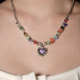 Rainbow Gem Heart Necklace