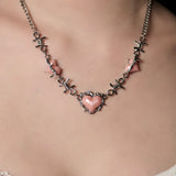 Metallic Pink Heart Necklace