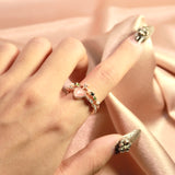 Gold White Heart Gem 2-in-1 Ring