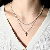 Silver Layers Cross Necklace