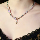 Purple Opal Star Dangle Necklace