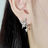 Asymmetrical Pink Diamond Fringe Earrings