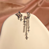 Asymmetrical Pink Diamond Fringe Earrings