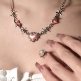 Metallic Pink Heart Necklace