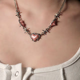 Metallic Pink Heart Necklace