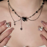 Black Heart Gemstone Necklace