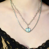 Blue Opal Heart Necklace