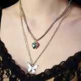 Double-layer Butterfly Heart Necklace