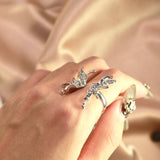 925 Sterling Silver Butterfly Carving Ring