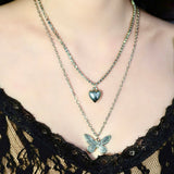 Double-layer Butterfly Heart Necklace