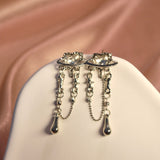 Diamonds Heart Dangle Earrings