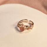 Gold White Heart Gem 2-in-1 Ring