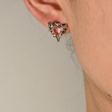 Pink Diamond Heart Earrings