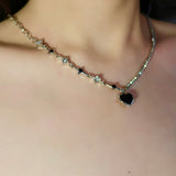 Black Diamond Heart Necklace