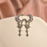 Crescent Cross Diamond Earrings