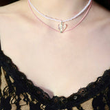 Pink Bead Strand Necklace