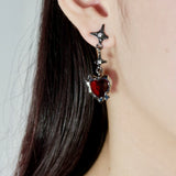 Dark Red Heart Earrings