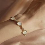 Gold Opal Heart Bracelet