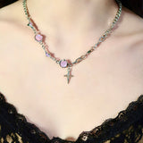 Purple Opal Star Dangle Necklace