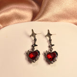 Dark Red Heart Earrings