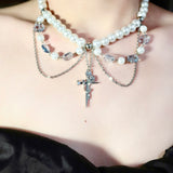 Baroque Pearl Cross Necklace