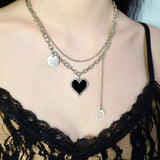 Black Heart Dangle Necklace