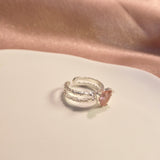 Pink Heart Diamond 2-in-1 Ring