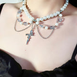 Baroque Pearl Cross Necklace