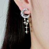 Crescent Cross Diamond Earrings