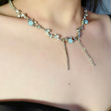 Jade Tassel Diamond Necklace