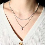 Silver Layers Cross Necklace