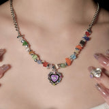 Rainbow Gem Heart Necklace