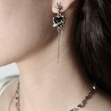 Gothic Heart Fringe Earrings