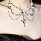 Baroque Pearl Cross Necklace