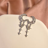 Crescent Cross Diamond Earrings