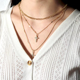 Gold Triple Layers Cross Necklace