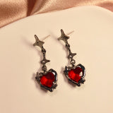 Dark Red Heart Earrings