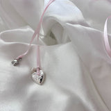 Heart Pink Ribbon Bow Choker Necklace